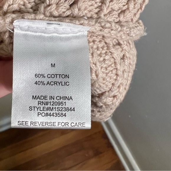 Hippie Rose Crewneck Sweater Beige Dolman Sleeve M - Picture 9 of 9